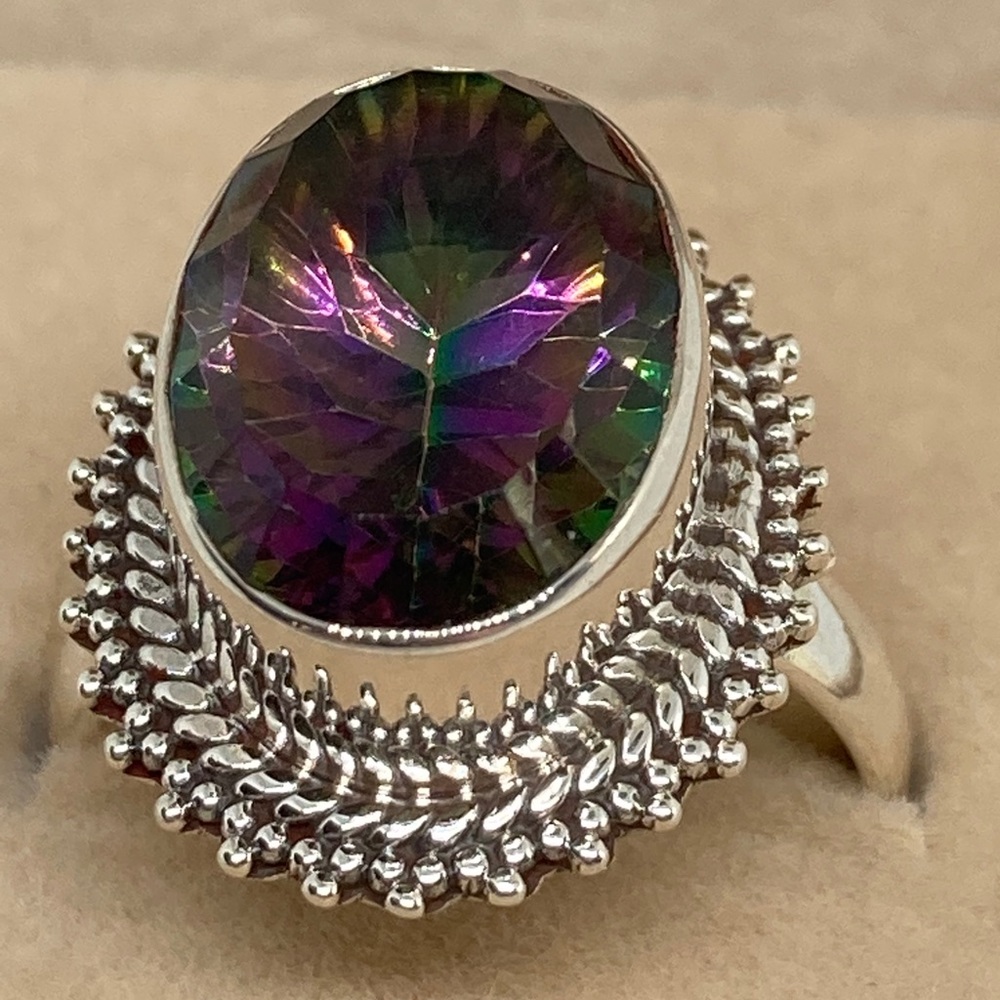 Mystic Fire Topaz Ring size 6 1/2
